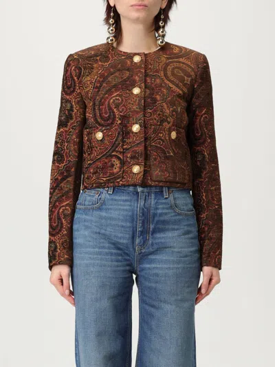 Chloé Multicolor Cropped Jacket With Round Neck And All-over Motif In Cotton Blend Woman