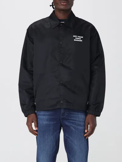 Drôle De Monsieur Black Jacket With Logo In Black