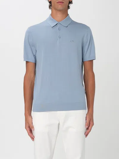 Armani Exchange Polo Shirt  Men Color Sky Blue In Blue