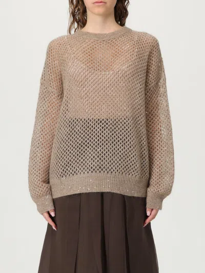 Brunello Cucinelli Rustic Dazzling Net Sweaters And Cardigans Beige