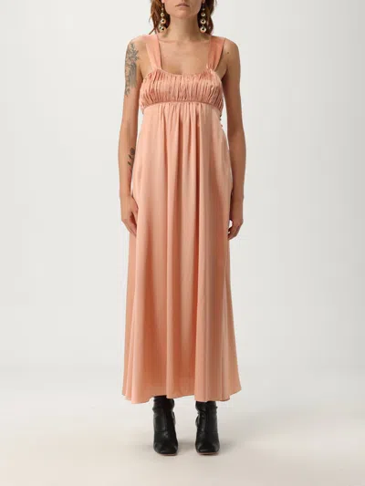 Chloé Long Dress Crepe De Chine Dresses Beige In Orange