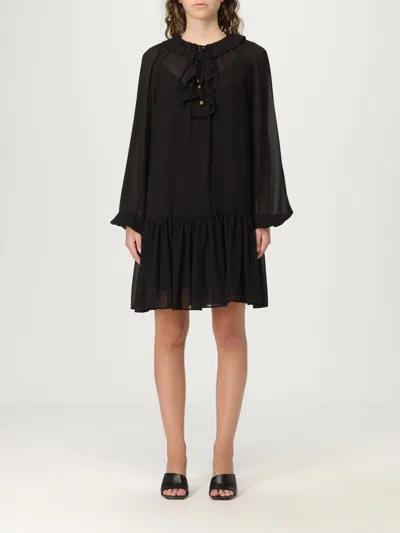 Michael Kors Ls Ruffle Mini Drs Dress In Black
