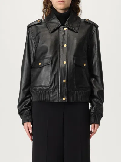 Michael Kors Black Jacket With Classic Collar Ans Ribbed Elastic Trims In Black