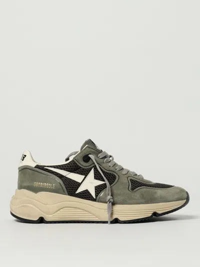 Golden Goose Running Sole In Green Suede With White Leather Star And Heel