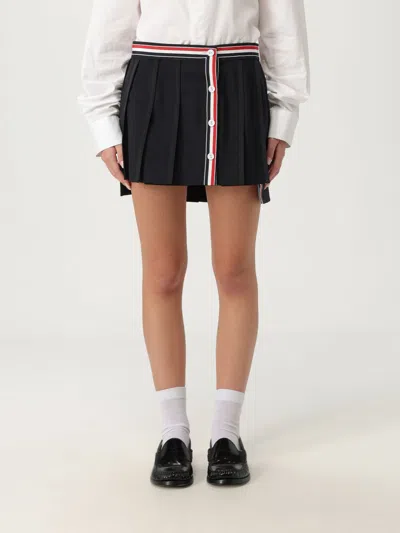 Thom Browne Thom E Women's Ruffled Mini Skirt In Wool Blend In Black
