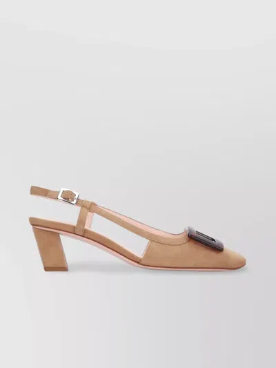 Roger Vivier Turtle Sling Back 45 Block Heel Pumps