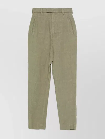 Vivienne Westwood Straight Linen And Cotton Trousers In Green