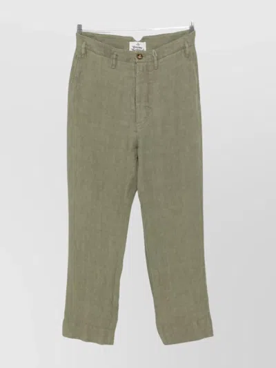 Vivienne Westwood Straight Leg Trousers Turn-up Hem In Green
