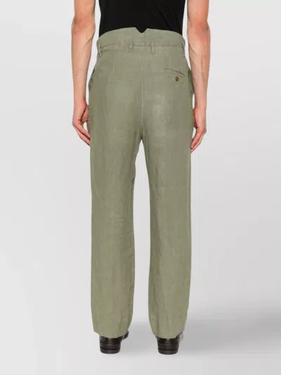 Vivienne Westwood Straight Leg Trousers Turn-up Hem In Green