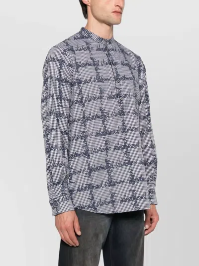 Vivienne Westwood Casual Shirt With Mandarin Collar And Gingham Check In Blue