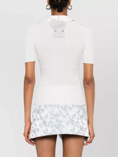 Vivienne Westwood Knit Ribbed V-neck Short Sleeves Top In White