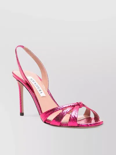 Aquazzura Heel Sandals With Metallic Textured Knot