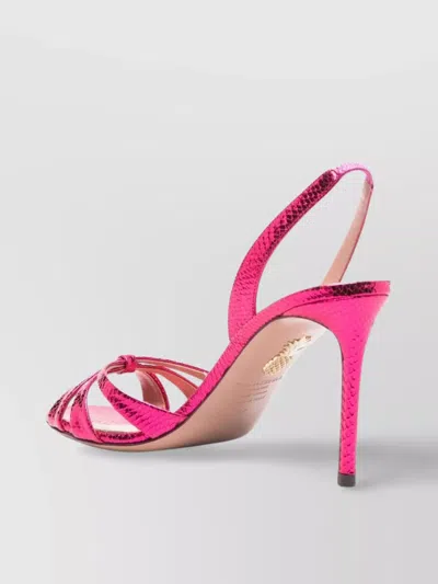 Aquazzura Heel Sandals With Metallic Textured Knot