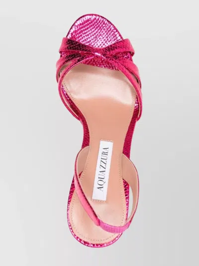 Aquazzura Heel Sandals With Metallic Textured Knot