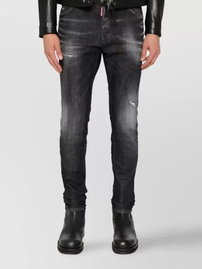Dsquared2 Straight Fit Trousers With Belt Loops In Black