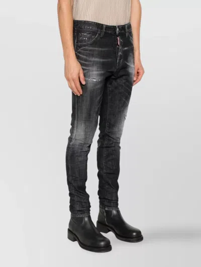 Dsquared2 Straight Fit Trousers With Belt Loops In Black