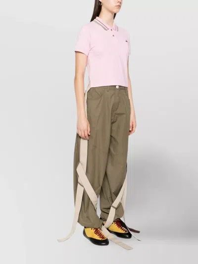 Vivienne Westwood Collared Polo Top Striped Sleeves In Pink