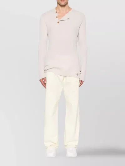 Vivienne Westwood Crewneck Sweater With Asymmetric Button Detail In Neutral