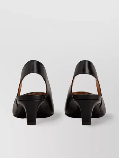 Tod's Leather Kitten Heel Slingback Pumps With Metal Detail In Black