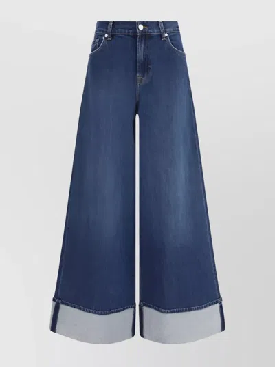 7 For All Mankind Womens Radar Marie Wide-leg Stretch-denim Jeans In Blue