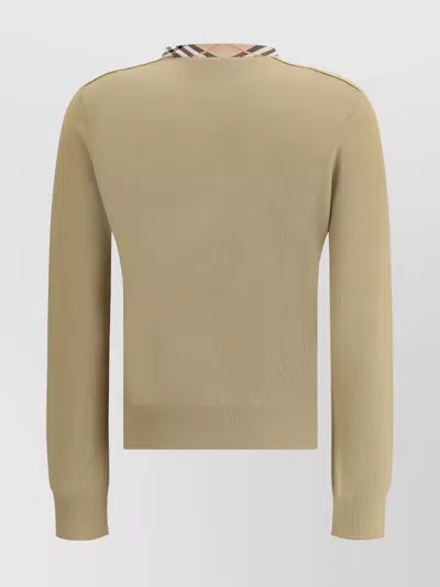 Burberry Structured Wool Cardigan Check Pattern