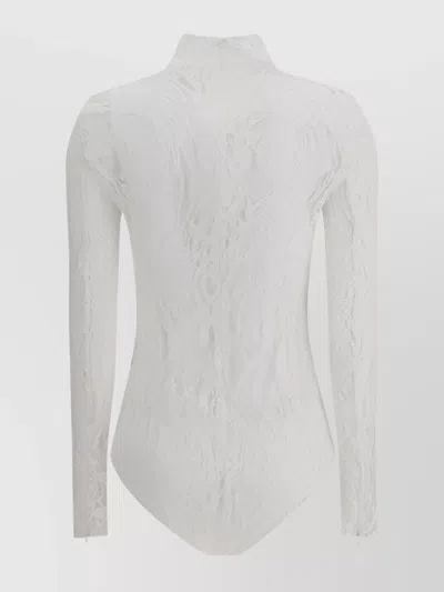 Balmain High Neck Lace Bodysuit With Long Sleeves