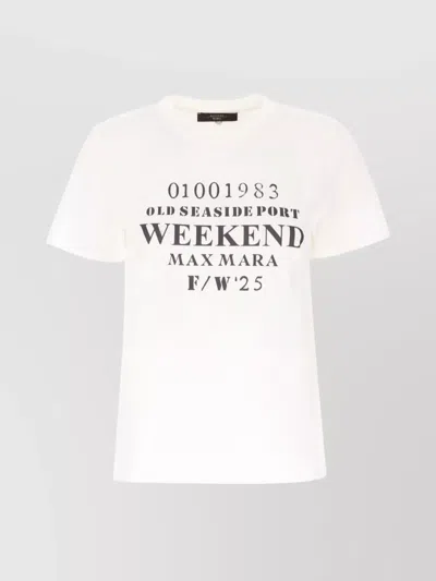 Weekend Max Mara Graphic Print Crew Neck Short Sleeves T-shirt In White