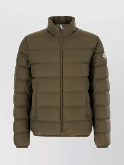 Moncler Collar Puffer Quilted Pockets Coat In Green