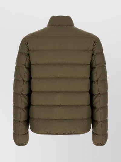 Moncler Collar Puffer Quilted Pockets Coat In Green