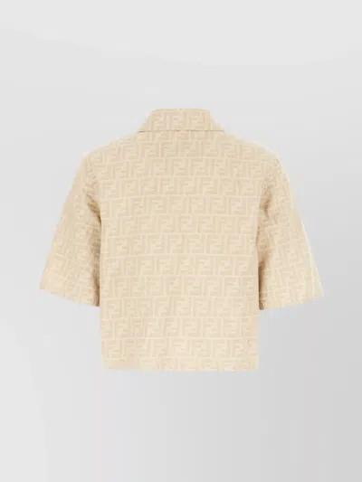 Fendi Collared Monogram Cropped Short Sleeves In Neutral