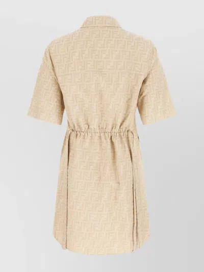 Fendi Patterned Dress With Elasticated Waist And Short Sleeves