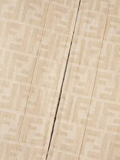 Fendi Collared Monogram Cropped Short Sleeves In Neutral