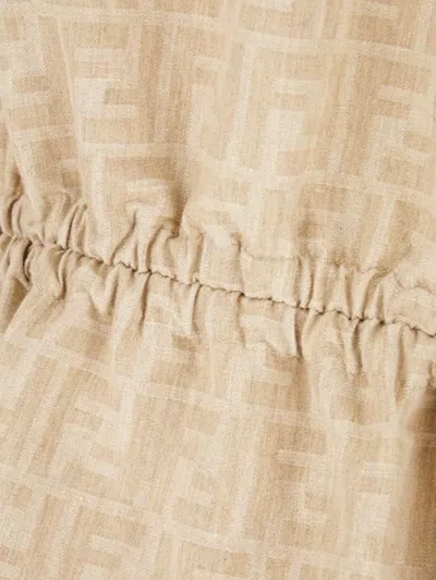 Fendi Patterned Dress With Elasticated Waist And Short Sleeves