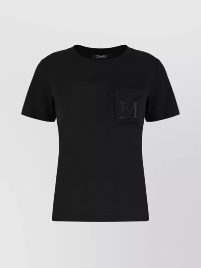 S Max Mara Short Sleeve Crew Neck T-shirt With Chest Pocket In Black