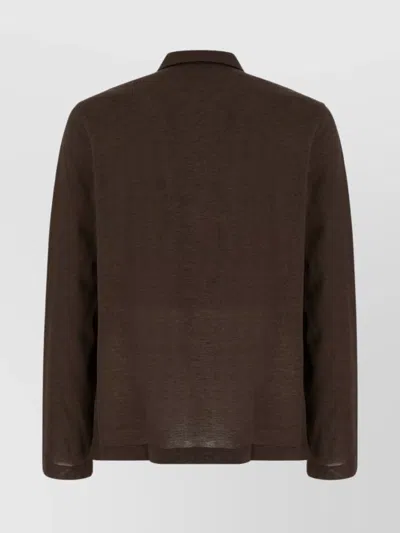 Ferragamo Knitwear Collared Sweater Long Sleeves In Brown