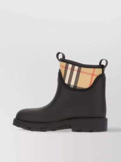 Burberry Patterned Check Pull Tabs Rubber Sole Boots
