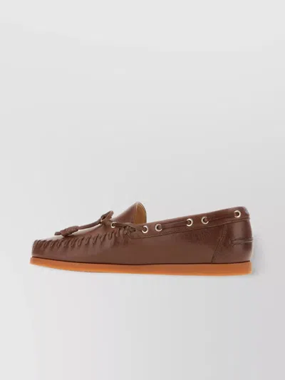 Valentino Garavani Brown Leather Palm Avenue Loafers