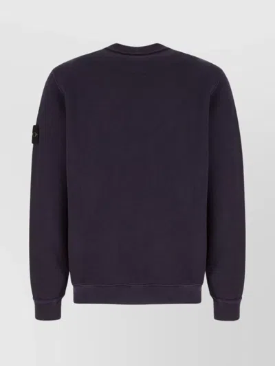 Stone Island Classic Round-neck Sweatshirt With Ribbed Cuffs In Blue
