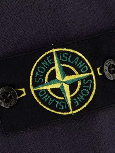 Stone Island Classic Round-neck Sweatshirt With Ribbed Cuffs In Blue