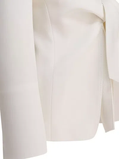 Max Mara Ghiotto Open-front Blazer With Knotted Sashes In White