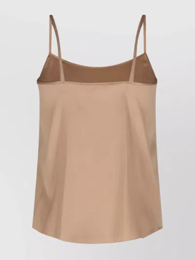 Ermanno Scervino Silk Tank Top With Round Neckline In Neutral