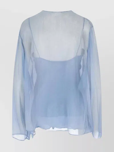 Ermanno Scervino Embroidered Lace-up Sheer Long Sleeve Top
