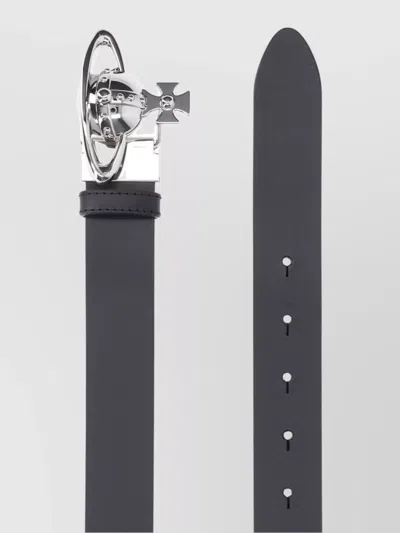 Vivienne Westwood Adjustable Length Smooth Finish Metallic Buckle In Black