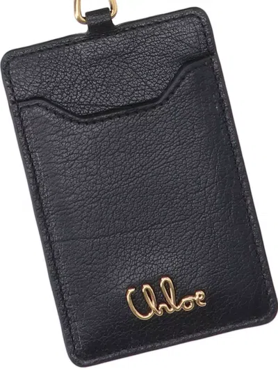 Chloé Hardware Strap Purses Cardholders In Blue