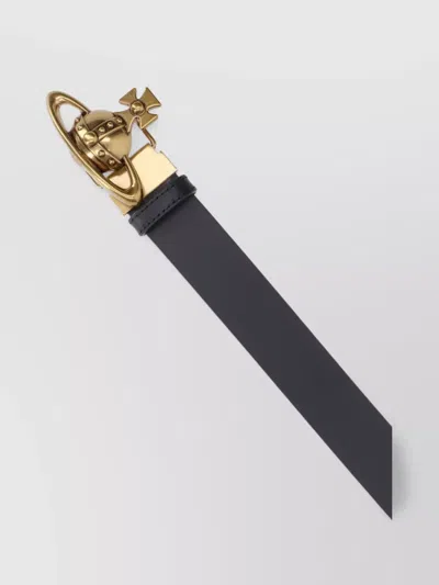 Vivienne Westwood Adjustable Length Gold-tone Buckle Smooth Finish Belts In Black