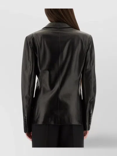 Tom Ford Wool Jacket With Notched Lapels And Front Pockets In Black