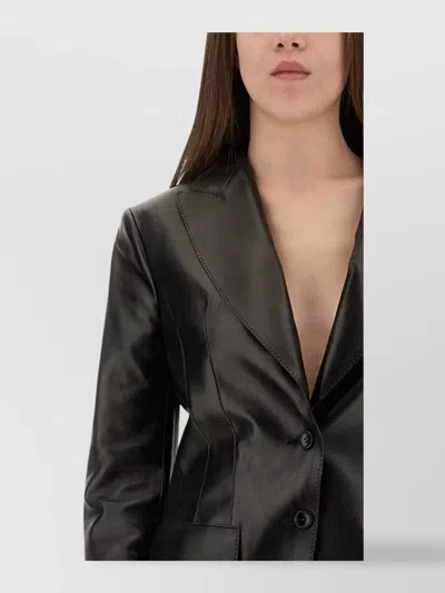 Tom Ford Wool Jacket With Notched Lapels And Front Pockets In Black