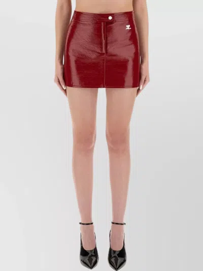 Courrèges Long-sleeved Logo Leather Jacket In Red