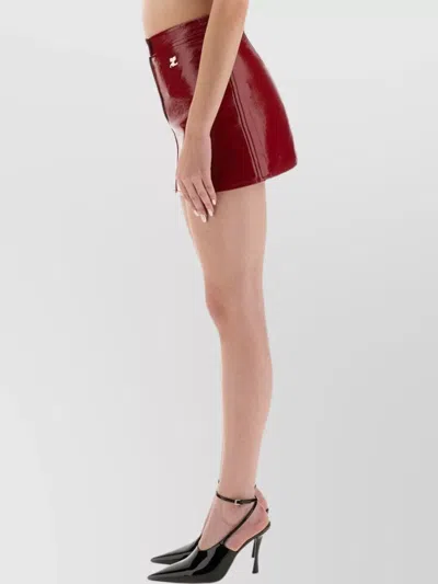 Courrèges Long-sleeved Logo Leather Jacket In Red