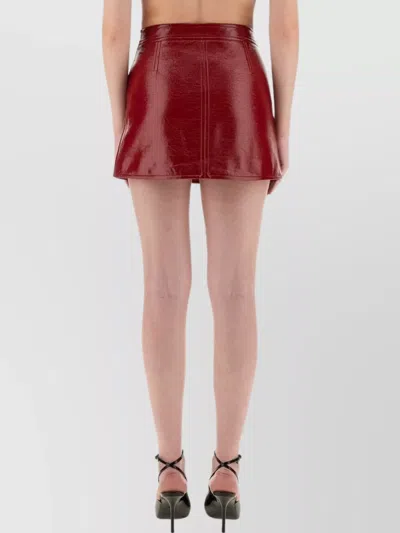 Courrèges Long-sleeved Logo Leather Jacket In Red